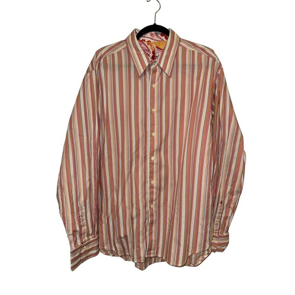 Robert Graham Striped Floral Flip Cuff Button Down Shirt Size 2XL - Picture 1 of 8